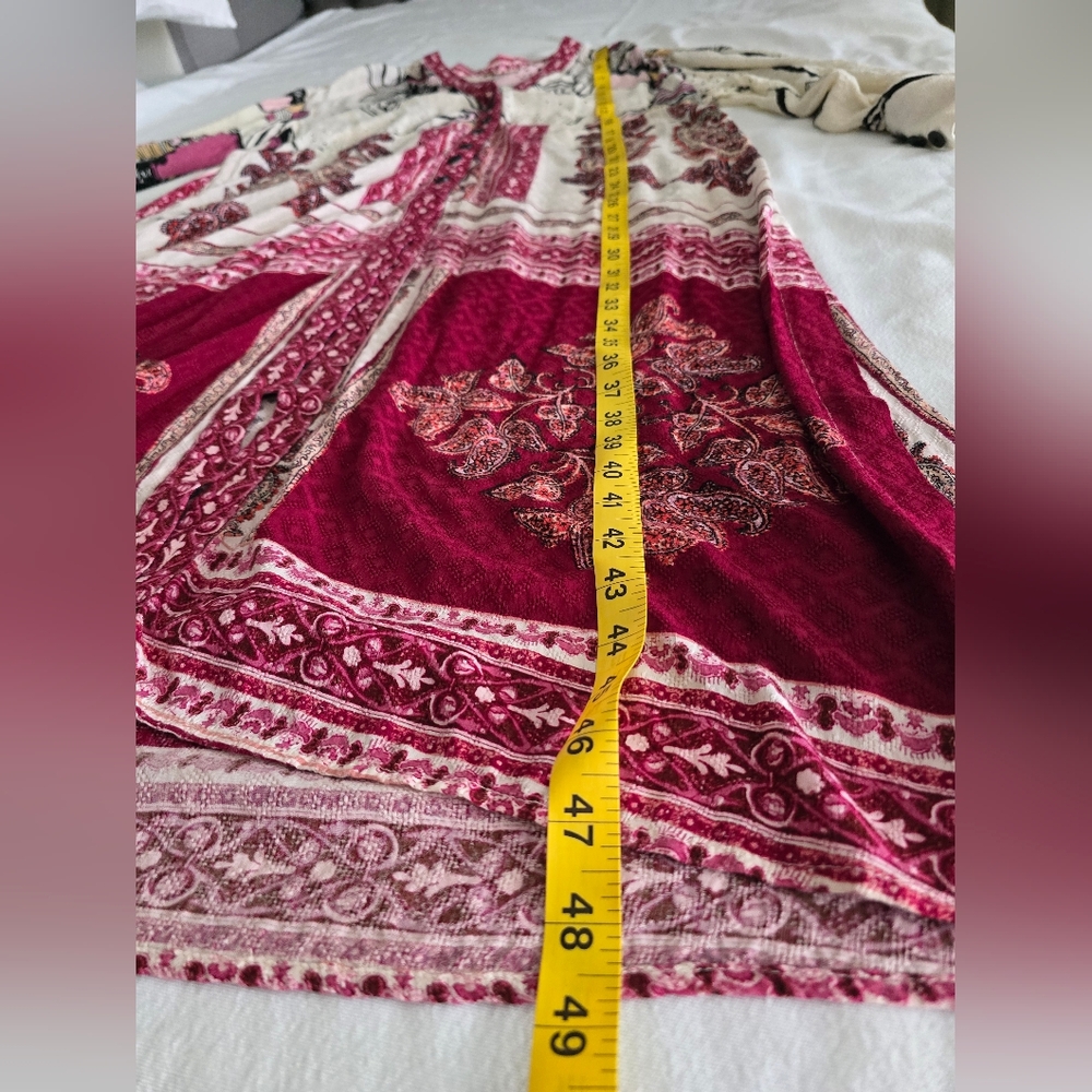 Free People Kimono Boho Maxi Top Beach Cover Up Oversized S Resort Floral Dress - Picture 9 of 16